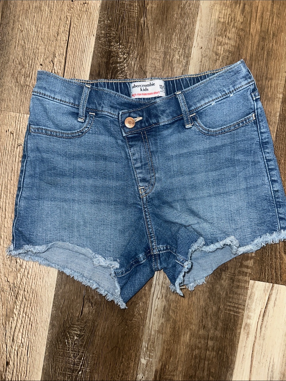 abercrombie kids Light Blue Frayed Hem Denim Shorts